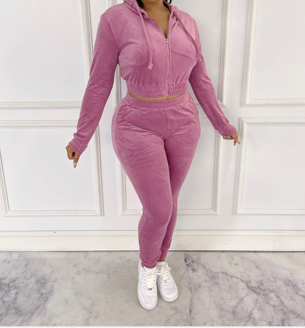 VELVET JOGGER SET (Mauve)