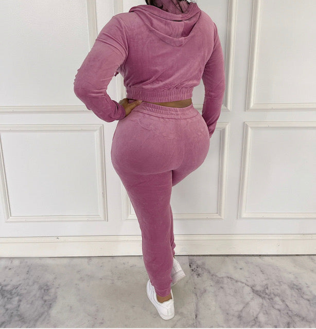 VELVET JOGGER SET (Mauve)