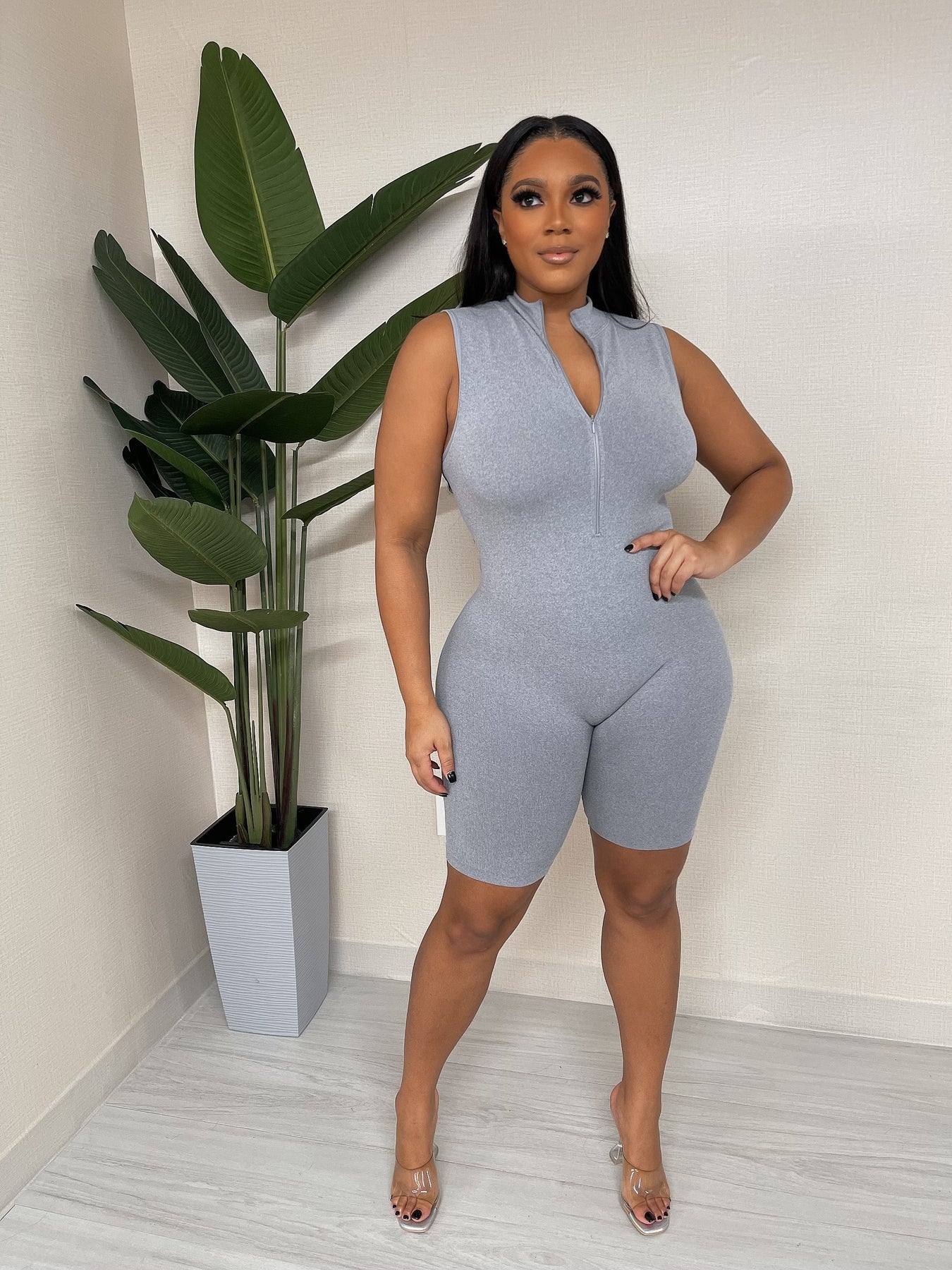 Seamless Zip upFront Romper